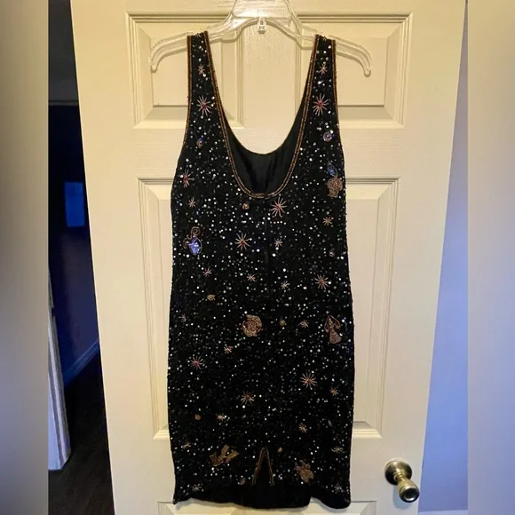 Together black silk beaded zodiac dress - Picture 5 of 9